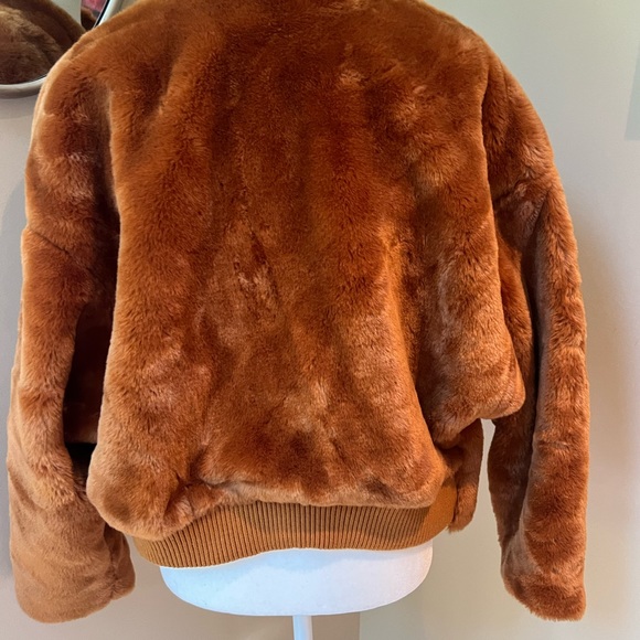 Free People Fall Terra Cotta Caramel Faux Fur Lined Bomber Jacket. 🧡🖤🧡 - Picture 13 of 14